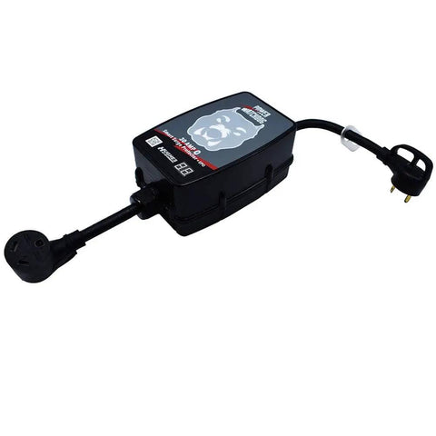 Smart RV Surge Protector 30 Amp With Bluetooth Connectivity, 3000 Joules Of Protection, black module with cord and plug