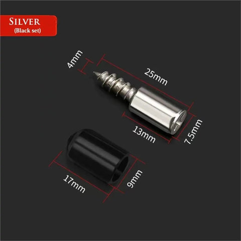 Heavy Duty Self Tapping Screws With Rubber Sleeves 40 Piece Set showing silver screws and black rubber sleeves with measurements.