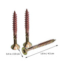 100 Pcs T25 Plum Wood Screws Set Self-Tapping Pocket Hole Plaster Dowel Fasteners for Woodworking, shown with measurements