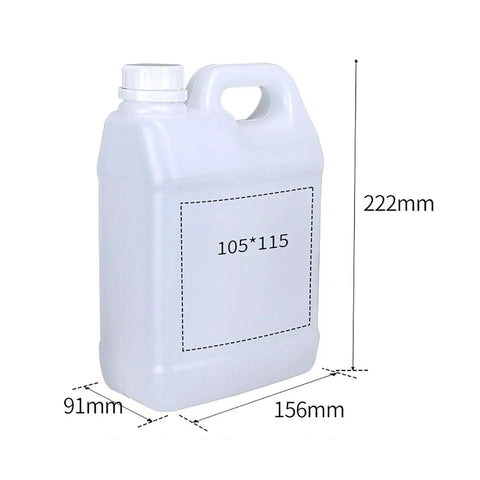 Heavy Duty HDPE Water Container With Handle And Lid Tamper Cover Reusable Storage Bottle For Oils, dimensions shown