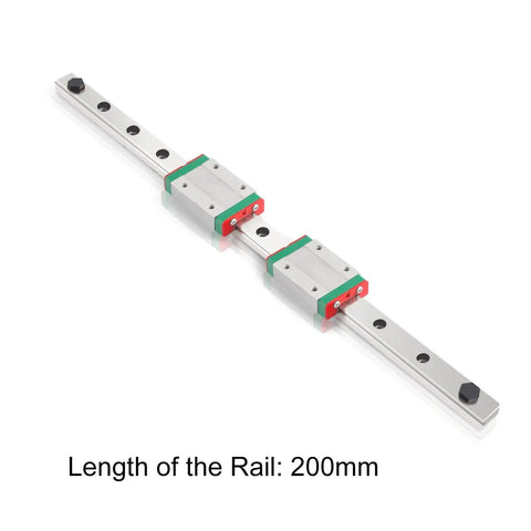 MGN12H 200MM Linear Guide Rail With Dual Carriage Blocks For 3D Printers And CNC Machines featuring smooth steel surface.