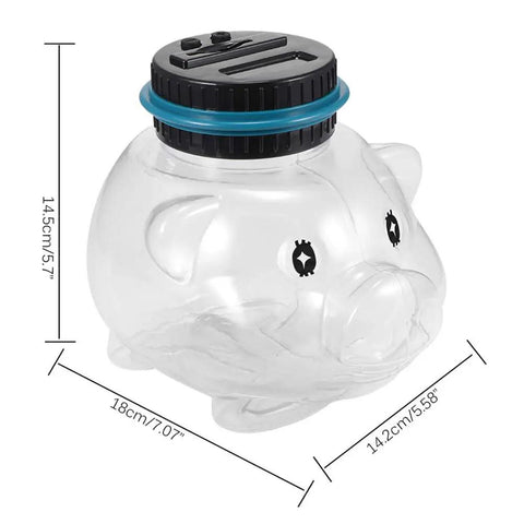Smart Digital Piggy Bank For Kids And Adults, Clear Pig Shaped Money Jar with LCD Counter, size dimensions 18x14.5x14.2cm
