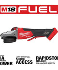 18 Volt Brushless Cordless 5 Inch Flathead Cutting Grinder With Rapid Stop Brake And Easy Grip No Lock Paddle Switch Tool for precise cutting.