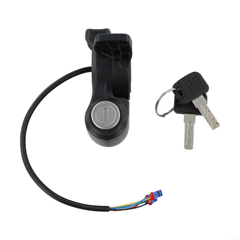 Electric Scooter Throttle Lock With Security Key For A1 G2ProD B1 Models ABS Accelerator Control Replacement Part Ideal For Smooth Acceleration And Long Lasting Durability, showing black wired control with two silver keys.