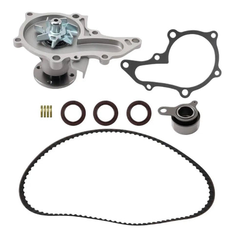 Kickin Timing Belt Kit And Water Pump Seals For 1.6L Engines 1988 1992 Run Smooth With Easy Install Save Some Cash Top Quality Long Life High Power Without Loud Noise On Regular Driving Duties For All Seasons And High Mileage Needs timing belt kit with water pump seals shown with gasket, pulleys, and belt
