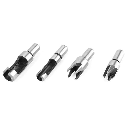 Top Shelf Carbon Steel Wood Plug Cutter Set Featuring Straight And Tapered Bits From Quarter To Five Eighth Inches for quick hole patching.
