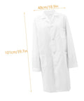 Mens Lab Coat Costume For Adults, Breathable White Doctor Jacket, Skin Friendly Medical Coat with size measurements