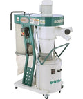 Heavy Duty 2 Hp Portable Cyclone Dust Collector Green Shop Beast That Sucks Up Sawdust Effortlessly And Keeps Your Workshop Spotless Every Single Day, angled view with visible motor and suction ports.