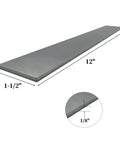 Eight Pack 1095 High Carbon Steel Blanks 12 Inch By 1.5 Inch By 0.12 Inch For Knife Making, shown with dimension labels