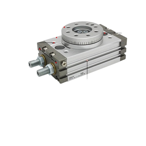 Pneumatic rotary cylinder air table actuator, MSQB 1A–7A, double-acting, aluminum body, angled front view
