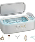 Dope Ultrasonic Jewelry Cleaner 48KHz High Frequency Deep Clean in Stainless Steel Tank with glasses inside