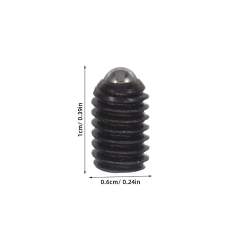 Slick Stainless Steel Hex Ball Plunger Screw Set For Cabinet Doors, black stainless screw, 1cm by 0.6cm, heavy duty design.