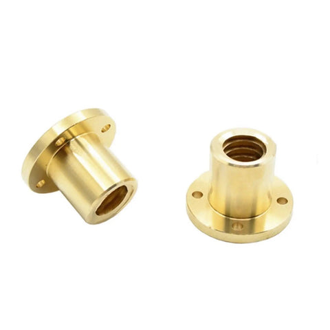 Go To Lead Screw Nut For Trapezoidal Screw Systems, Brass Flange Nut With Right And Left Hand Threads From T10 Through T40, 2Mm To 8Mm Pitch