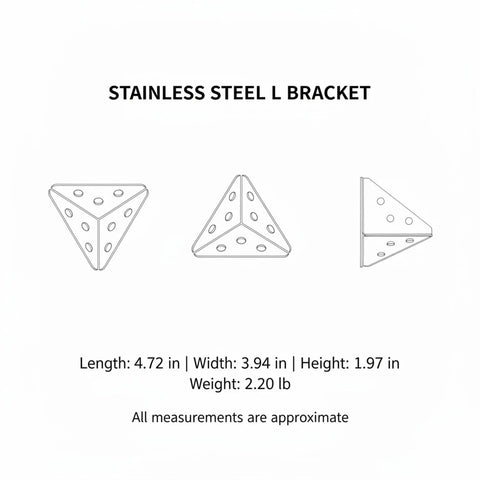 Diagram of Stainless Steel 90 Degree L Bracket For Cabinet Corners And Floating Shelves Built To Last Heavy Duty Furniture Reinforcement DIY