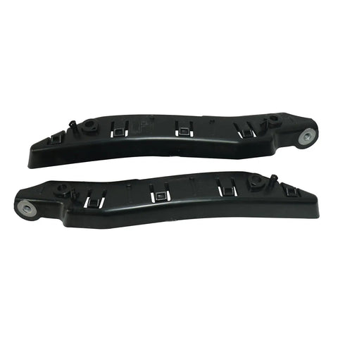 Front Bumper Bracket Retainers Left And Right Pair Top Shelf Quality Fits Like A Glove For Tesla Model Y 2020 Through 2023, black plastic brackets.