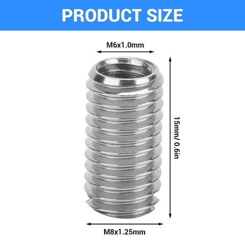 10 Pack Stainless Steel Thread Repair Inserts Set With M6 X 1 Female And M8 X 1.25 Male Threads, 15mm Length, Heavy Duty Sleeves Beef Up Industrial Hardware Repairs, Durable 303 Stainless