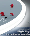 Close-up of Slick Round 28 Inch LED Bathroom Mirror With Motion Sensor Dimmable Lights Anti Fog IP44 Waterproof features.