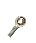 Premium Fisheye Rod End Spherical Plain Bearing Featuring Self Aligning Geometry, single unit with forged shell and threaded shaft.