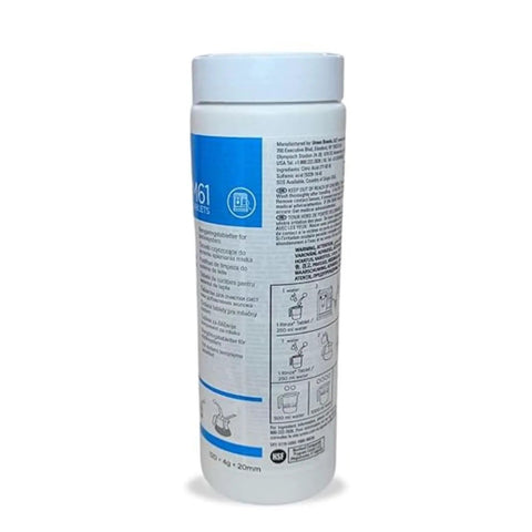 Rinza Milk Cleaning Tablets For Frothers And Steam Wands Fast Dissolving Cleaning Tabs bottle with instructions label