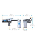 No Sweat Fuel Transfer Pump With Automatic Shut Off Nozzle And Premium Filter Kit 18 GPM 12 Volt Motor dimensions showing measurements and design.