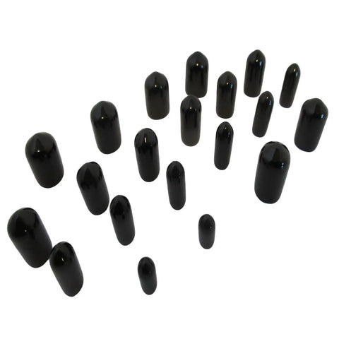 Must-Have Assorted Vacuum Line Cap Kit For Carburetor Intake And Engine Maintenance Includes 20 Pieces With Heavy Duty Sealing Plugs In Diverse Sizes To Keep Your Daily Driver Running Smoothly., black rubber vacuum line caps in assorted sizes for carburetor intake and engine maintenance