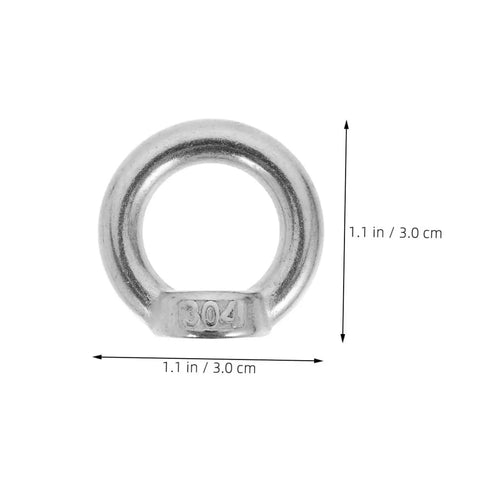 8 Pack M8 304 Stainless Steel Lifting Eye Nuts Heavy Duty Threaded Rigging Hardware With No Fuss Setup For Marine Hoisting And Industrial Job Site Work Built Tough - close-up of eye nut with dimensions