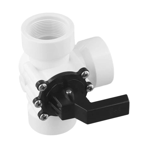 Heavy Duty Three Way PVC Diverter Valve For Swimming Pool And Spa showing smooth handle and connection points for easy installation.