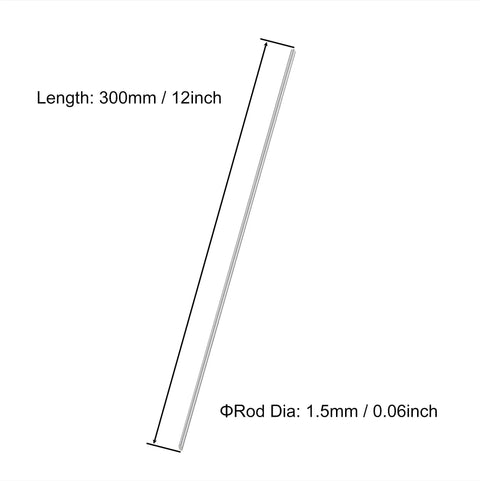 Diagram of 304 Stainless Steel Round Rod 1.5mm by 300mm Lathe Bar Stock 10 Pcs For DIY Crafts Model Cars Helicopters Airplanes