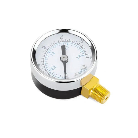 Budget Friendly 0-30 Psi Pressure Gauge, 2 Inch Dial, 1/4 NPT Bottom Mount, Steel Enclosure With Brass Internals