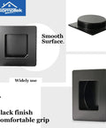 Black Stainless Steel Flush Handles For Sliding Closet Doors Square Recessed Finger Pulls