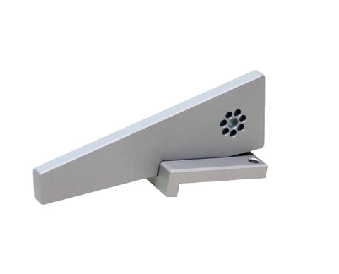 Optic Leveler Combo Scope Mounting Tool for Precise Leveling, large wedge, silver metal with mounting hole, side view