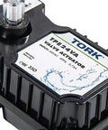 Front view of TORK TPE24VA valve actuator, black plastic housing with 24VAC input label.