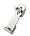 Direct replacement boat door latch, marine-grade stainless steel, close-up view with locking mechanism