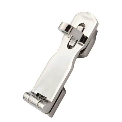 Direct replacement boat door latch, marine-grade stainless steel, close-up view with locking mechanism