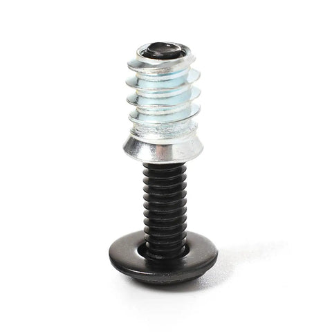 Close-up of threaded insert with bolt and washer, part of 30 Piece 1/4-20 Threaded Wood Inserts And Bolts Kit For Woodworking