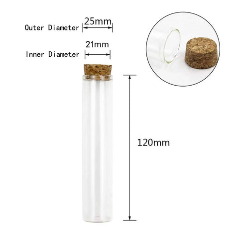 18 Pack Glass Test Tubes With Cork Stoppers 25x120mm Flat Bottom Borosilicate Lab Grade Heat Resistant Science Tubes For Experiments And Home Lab Use 45ml Capacity, 25mm outer diameter
