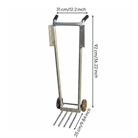 Heavy Duty Metal Hand Truck With Front Crate Prongs And Edge Support Two Wheel Workhorse Cart Built For Warehouses Workshops Deliveries Loading Docks And Storage Rooms For Easy Haul And Stable Crate Handling, 92 cm tall
