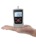 Digital Push Pull Gauge With Backlit Display Portable Dynamometer For On The Go Compression Tests AMF 500N Max 1 Percent Precision White Unit Requires Two AAA Batteries Not Included, on hand