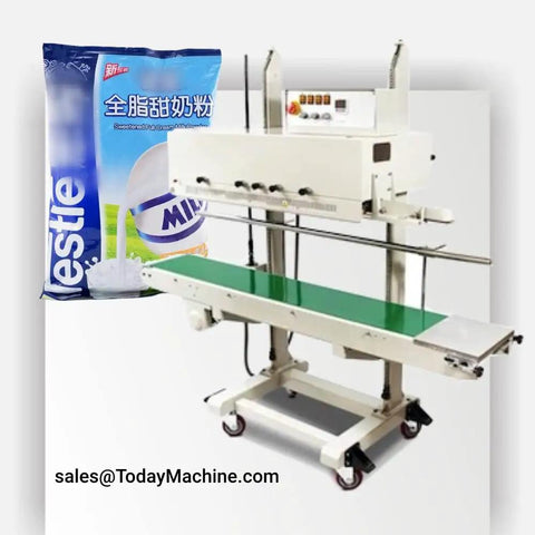 Pro Grade Heavy Duty Automatic Vacuum Bag Sealer Rig With High Speed Smooth Belt Conveyor for packaging Nestlé milk powder bags.