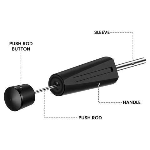 No Sweat Two Piece Pin Extractor Kit Super Smooth Electrical Wire Puller And Connector Remover Tool For Contacts Size 16 To 20, detailed view showing parts.
