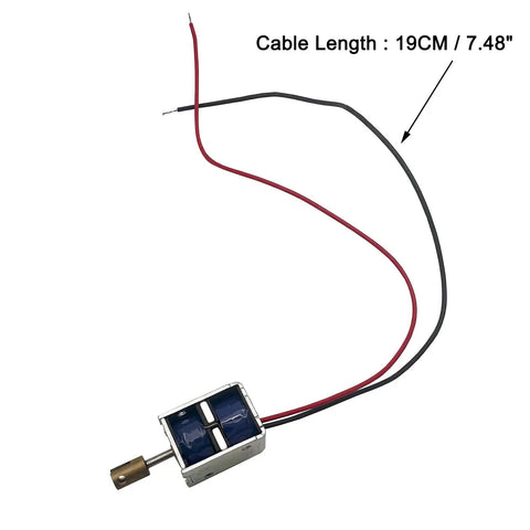 Two Pack Mini Push Pull Linear Solenoids Electromagnets With 5mm Stroke Copper Head Frame Actuators and 19cm cables