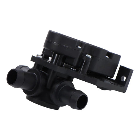 Heater Coolant Control Valve For Tesla Model S 2012 2021 Ev Bev Direct Bolt On Replacement smooth black valve with hose ports.