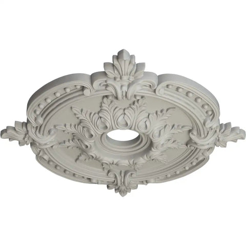 Cream Hand Painted Ceiling Medallion, 28 3/8 Inch Outside Diameter, 3 3/4 Inch Inside Diameter, 1 5/8 Inch Projection, decorative design