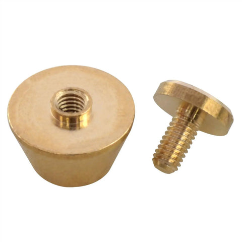 Straight Up Solid Brass Purse Feet With Flat Head Studs And Badass Screw Rivets For Pro Handbag Gear showing solid brass hardware set.