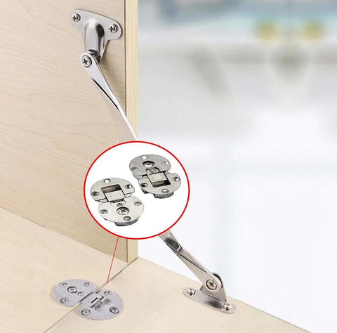 Two Piece 90 Degree Adjustable Concealed Cabinet Door Hinge Set For Table Drop Down And Flush Mount Zinc Alloy Construction Installed