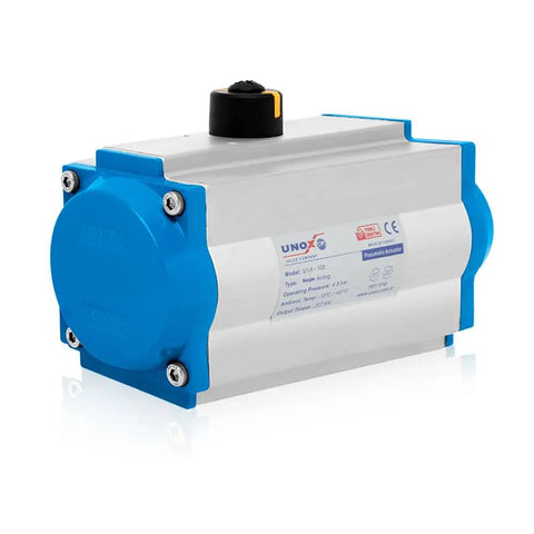 High Performance Single Acting Pneumatic Actuator Aluminum Piston Cylinder For Precision Industrial Valve Control with blue housing.