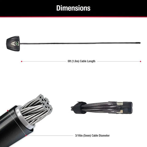 Black Python Bike Lock With Key, Adjustable Cable Lock With Weather Resistant Vinyl Coating For Outdoor Equipment Bicycles And Tools, 6 Feet Long, Secure Your Ride On The Trail And In Town