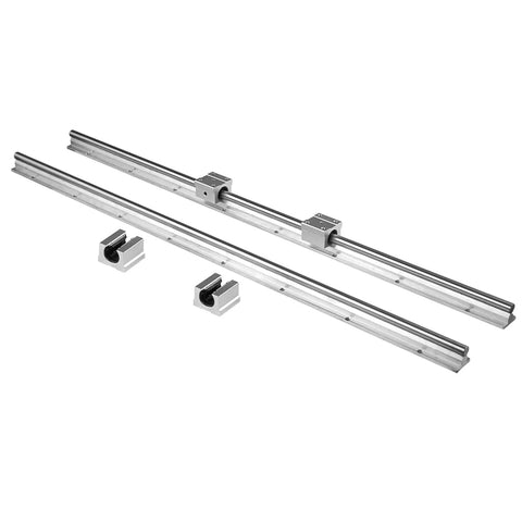 Two Piece SBR12 Linear Guide Rail Kit With Four Matching UU Sliding Blocks Eight Hundred Millimeter Heavy Duty Aluminum Rods for CNC Machines.