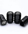 Mercedes Benz Tire Valve Cap And Keychain Set, 4 Pack Dust Caps And Car Key Ring Accessories, Zinc Alloy With Electroplated Finish
