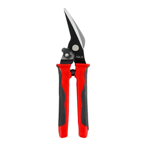 Non Slip Aviation Snips 9 Inch Manganese Steel Sheet Metal Cutter with red handles and labor saving lever grip